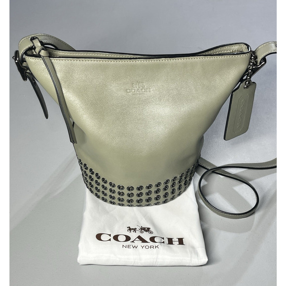 Coach Bleecker Grommets Mini Duffle Bag Glove tanned Leather Crossbody Handbag - Picture 1 of 15